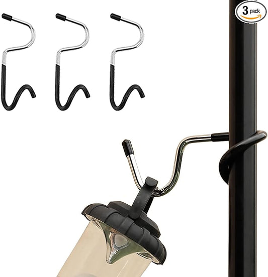 Outdoor Lighting Hooks for Camping Tent lamp Hanger, Bird feeders, Garden Lights, trinkets ; Sturdy Pole Hook for Tent Light, Garden lightings, 3 Big Camping Lantern Hooks