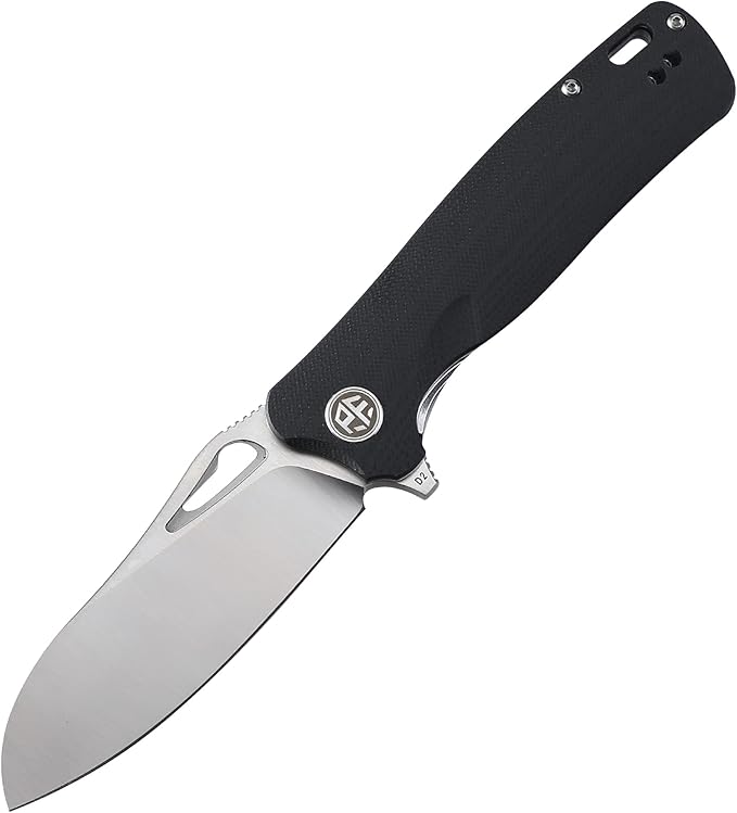 Petrified fish PF868 Bunta,3.35" D2 Satin Blade,146g G10 Handle Flipper Folding knife (Black G10, Satin)