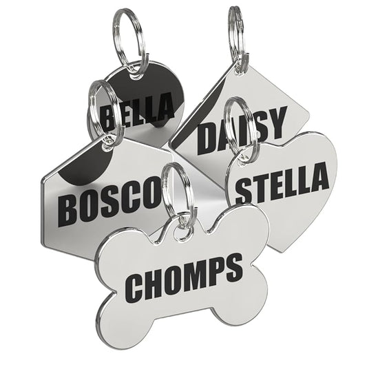 Dr. Fremont's Stainless Steel ID Dog Tags Engraved for Pets Personalized for Cat or Dog Collar Bold Font for Safety (Small, Hexagon)