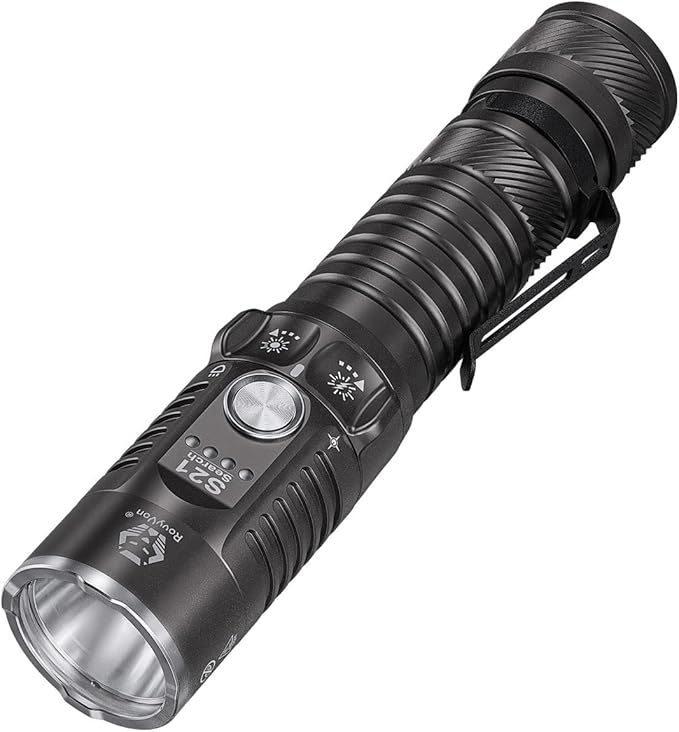 RovyVon S21 High Lumen EDC Flashlight, 3000 Lumens and 400 Meters Long Throw Searchlight with Easy Use Mechanical Ratary Switch, Magnetic Base, IP68 Waterproof