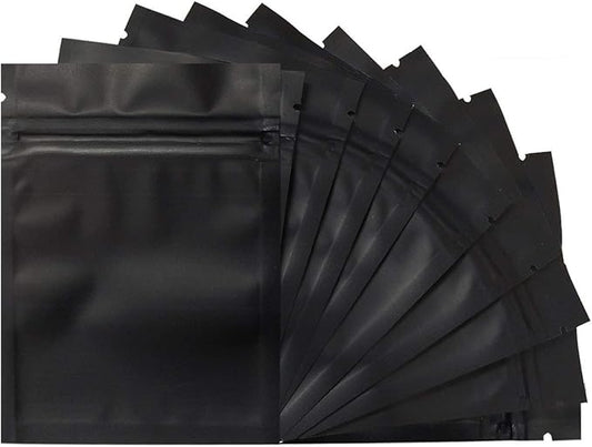 100 Pack Mylar Bags 3.3 x 5.1 Inch Resealable Smell Proof Bags Foil Pouch Bag Flat Bag Matte Black