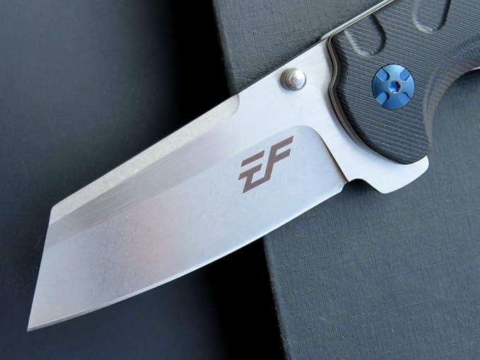 Eafengrow EF932 Pocket Knife G10 Handle D2 Steel Blade Knife with Ball Bearing Safe Open Flipper Knife for Camping Survival Hiking (black)