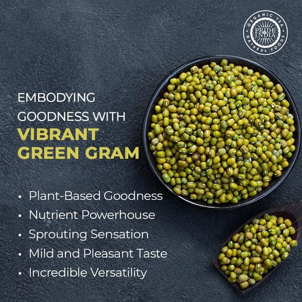 Pride Of India - PACK of 6 - Indian Whole Green Mung Gram - Protein & Fiber Rich Mung Bean Whole, 3 Pound Jar