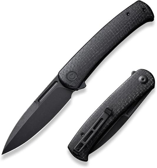 CIVIVI Caetus Pocket Knife for Men,Flipper Knife with 3.48" 14C28N Steel Blade Burlap Micarta Handle, Pocket Folding Knife with Clip for Ideal Gift C21025C-2
