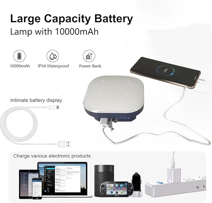 LED Camping Lantern Rechargeable TeiNewBy 1500LM 10000mAh up to 120 Hours Running, 4 Light Modes, IP54 Waterproof,Magnetic Base for Hurricane Emergency, Outdoor, Hiking, Home and Car(30W)