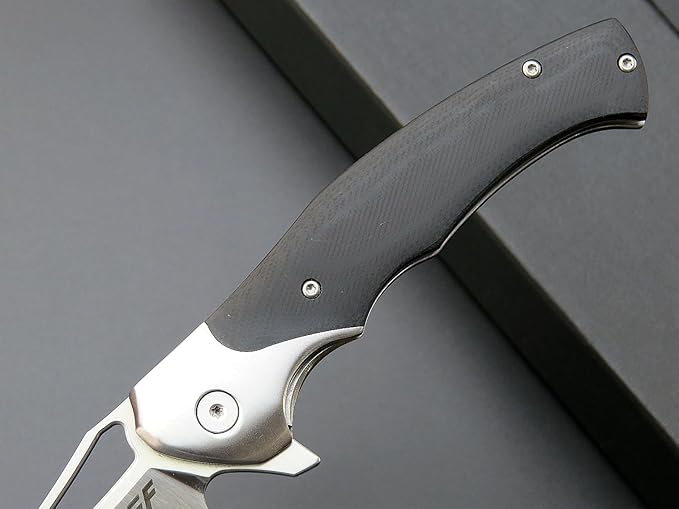 Eafengrow EF7 Folding Knife K110 Steel Blade G10& Stainless Steel Handle EDC Tool Knives for Outdoor Working Camping Hiking(black)