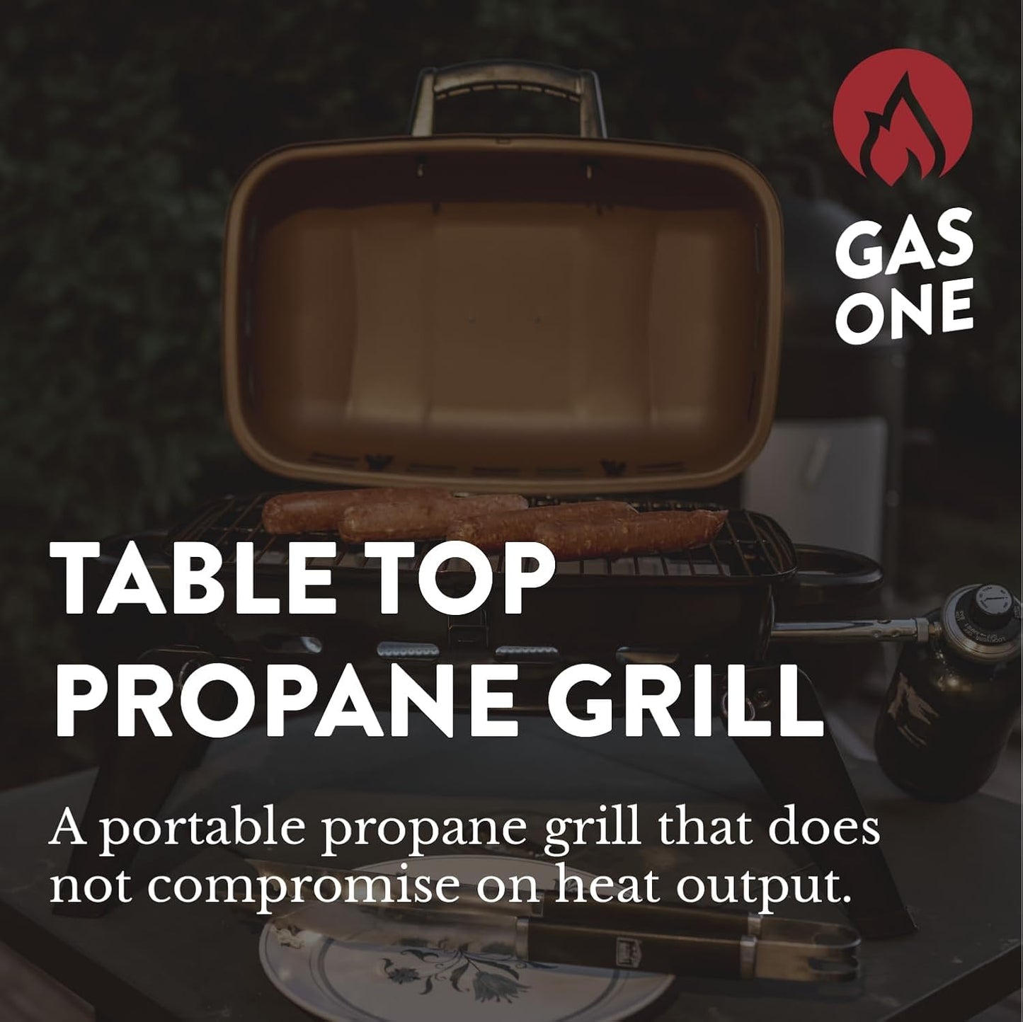 GasOne Tabletop Propane Grill – Portable Grill Propane with Heat Resistant Handles, Large Cooking