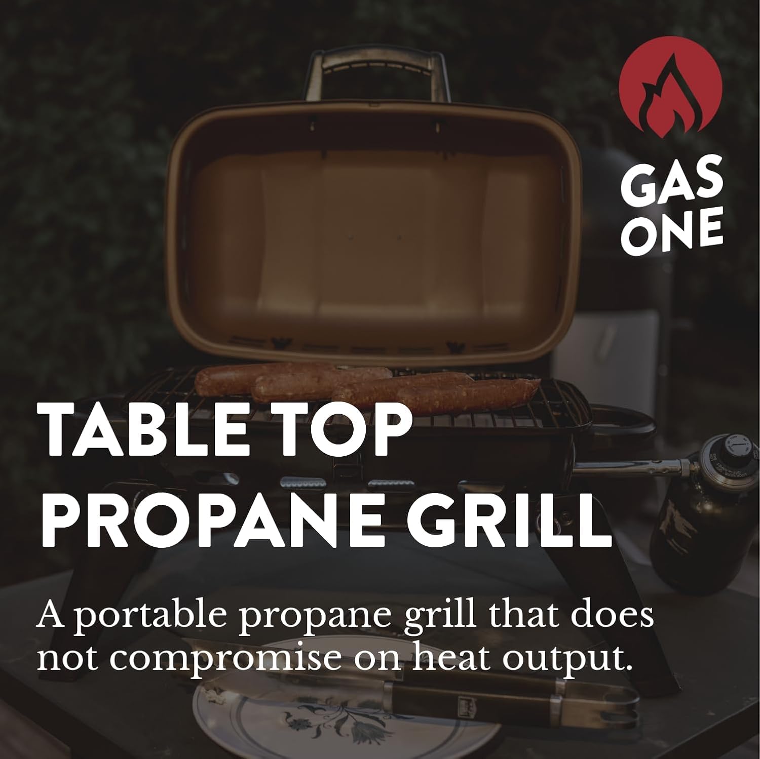 GasOne Tabletop Propane Grill – Portable Grill Propane with Heat Resistant Handles, Large Cooking