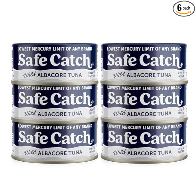 Safe Catch Wild Albacore Tuna Canned Low Mercury Can Tuna Fish Steak Gluten-Free Keto Food Non-GMO Kosher Paleo-Friendly High Protein Every Can Of Tuna Is Tested No Water Oil Tuna, Pack of 6 5oz
