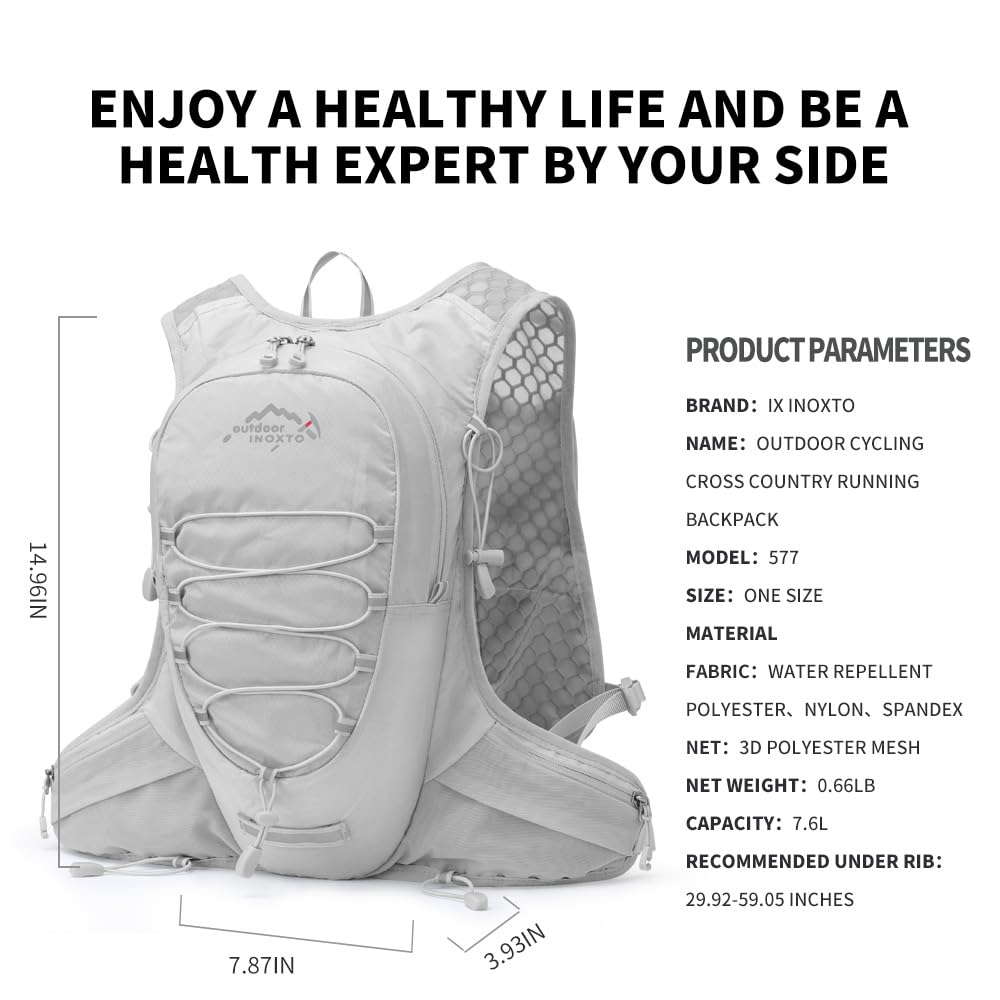 IX INOXTO Running Hydration Vest for Men & Women - 3L Water Backpack for Trail Running, Marathon