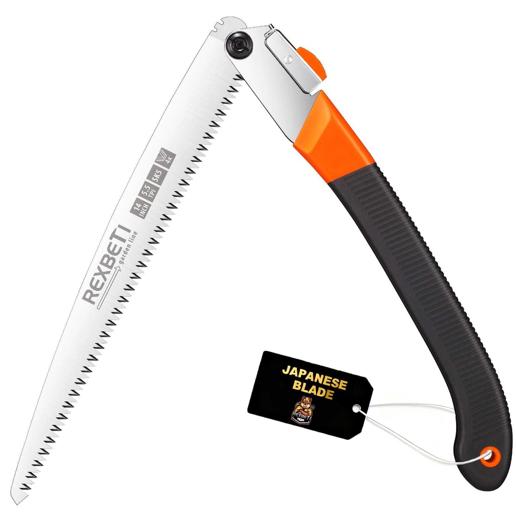 REXBETI 14-Inch Folding Pruning Saw, Extra Long Hand Saw for Tree Trimming
