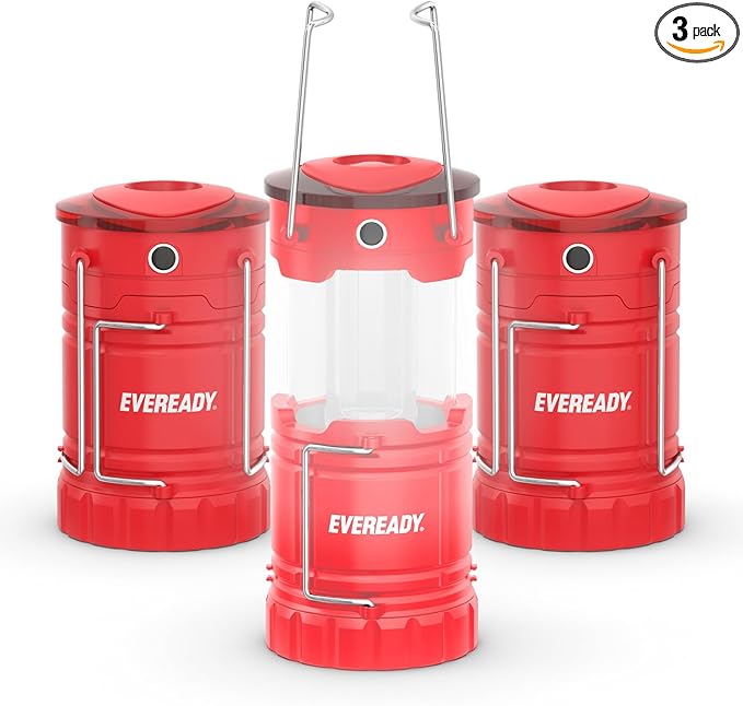 Eveready LED Camping Lantern 360 PRO (3-Pack), Super Bright Tent Lights, Rugged IPX4 Water