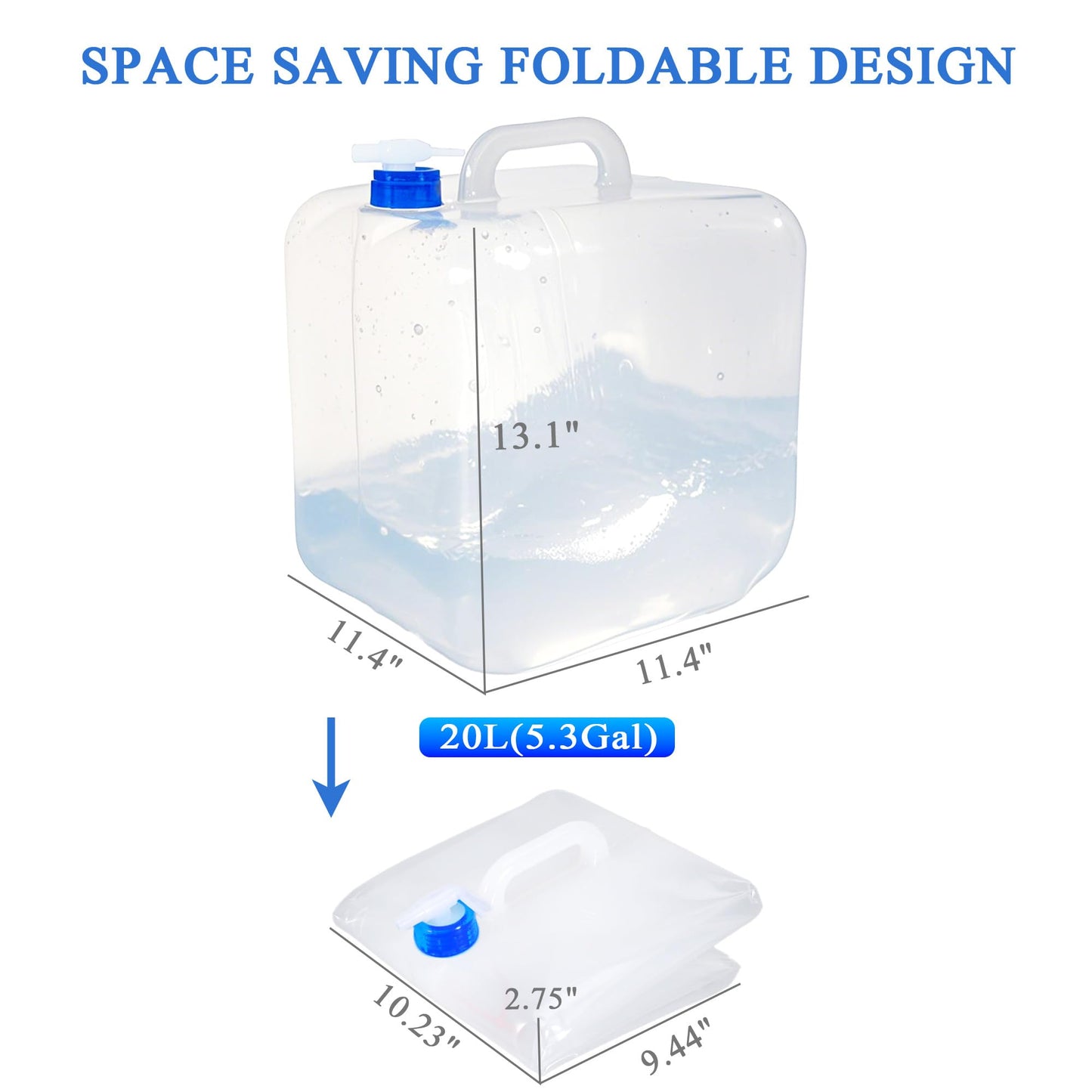 Cosell Collapsible Water Container with Spigot & Hook, BPA Free Water Jug, Foldable Carrier Bucket