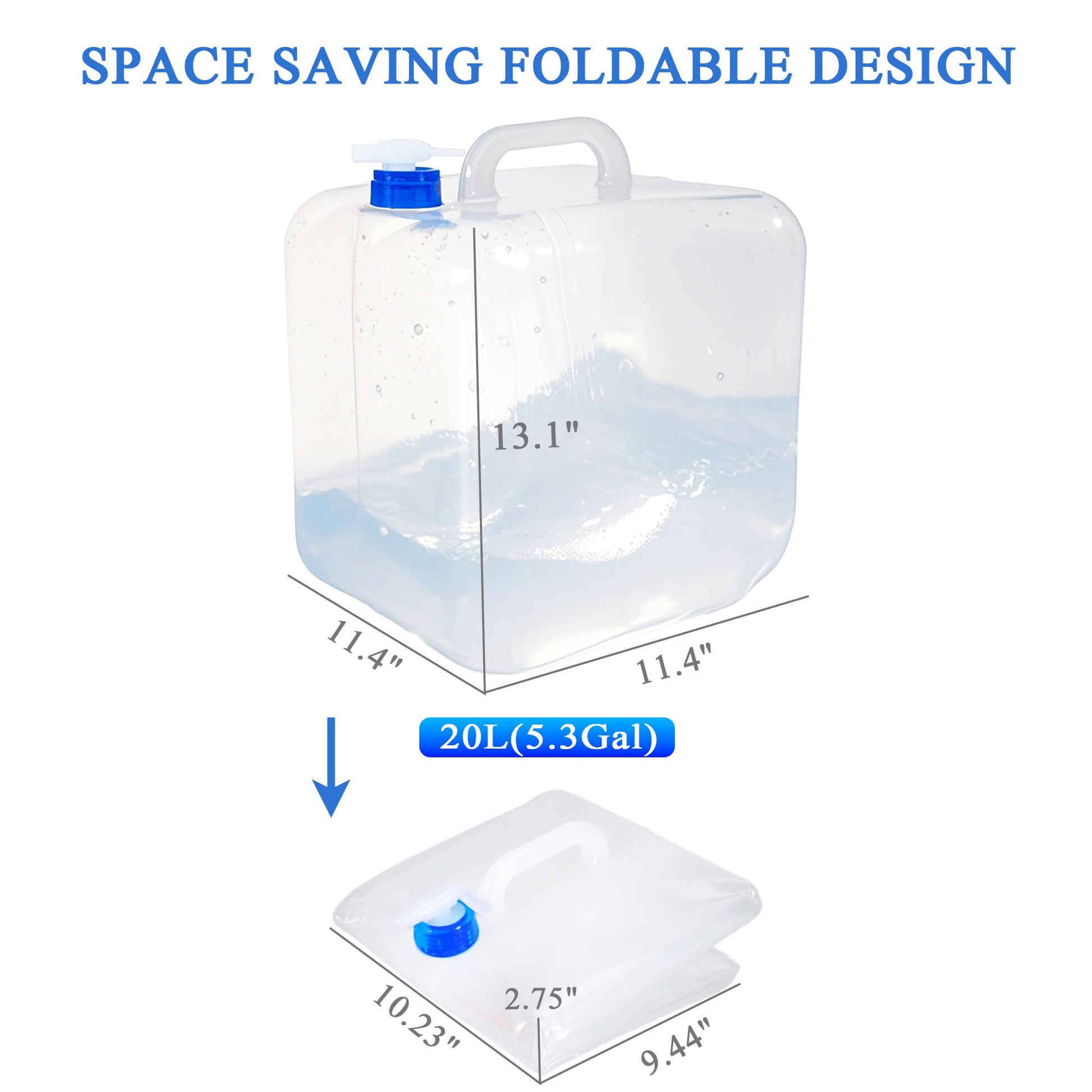 Cosell Collapsible Water Container with Spigot & Hook, BPA Free Water Jug, Foldable Carrier Bucket