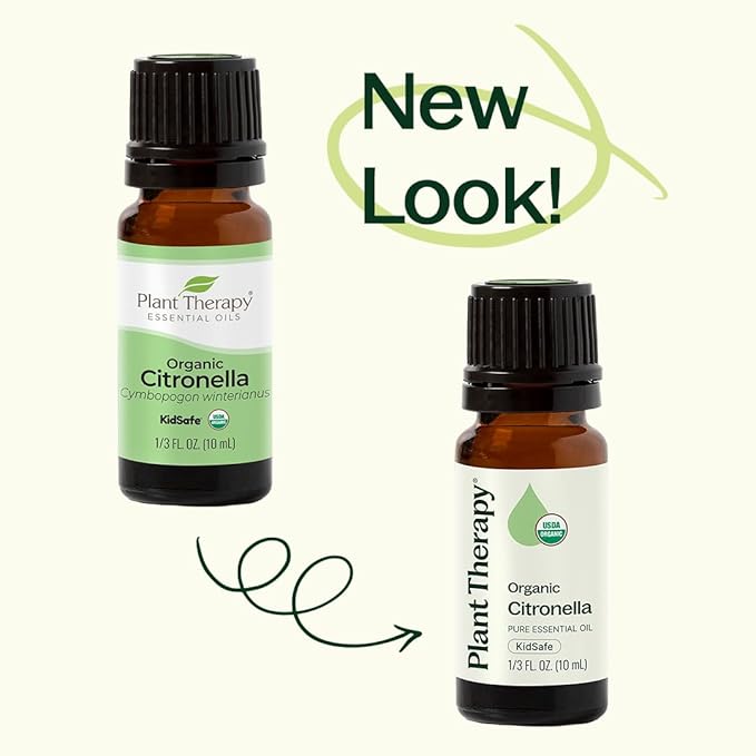 Plant Therapy Citronella Organic Essential Oil 100% Pure, USDA Certified Organic, Undiluted, Natural Aromatherapy, Therapeutic Grade 30 mL (1 oz)