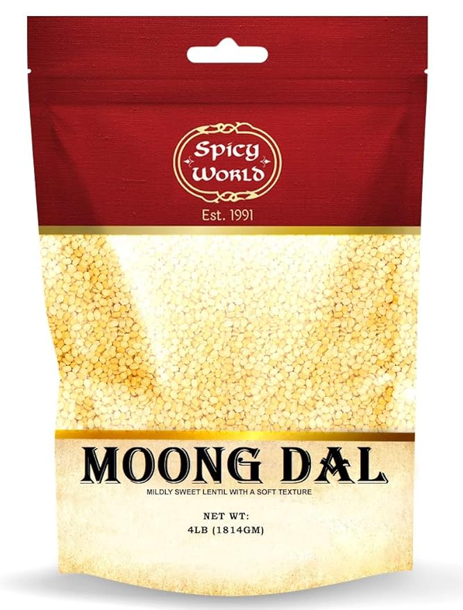 Spicy World Indian Moong Dal - 4 lbs | Premium Split Dry Beans | 100% Natural & Pure | Versatile & Nutritious Legume | Golden Lentils for Delicious Recipes