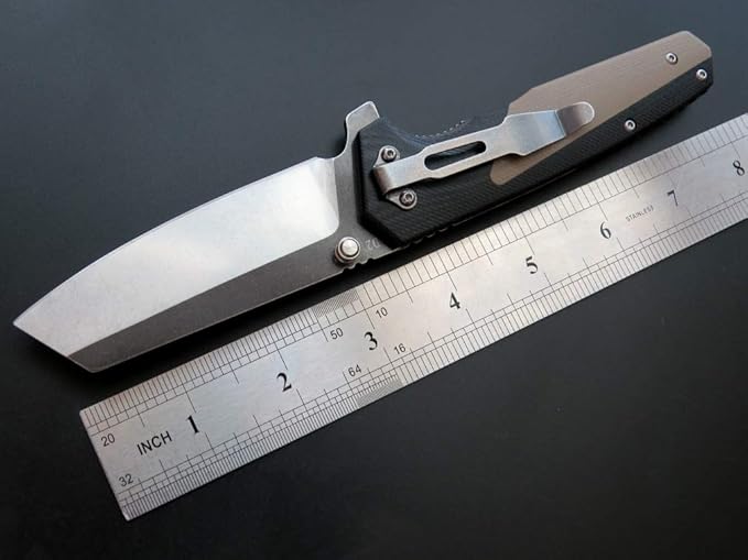 Eafengrow EF68 Folding Knife D2 Blade and G10 Handle with Clip Ball Bearing Pivot Pocket Knife Everyday Carry EDC Tool for Outdoor Rescue Survival (desert)