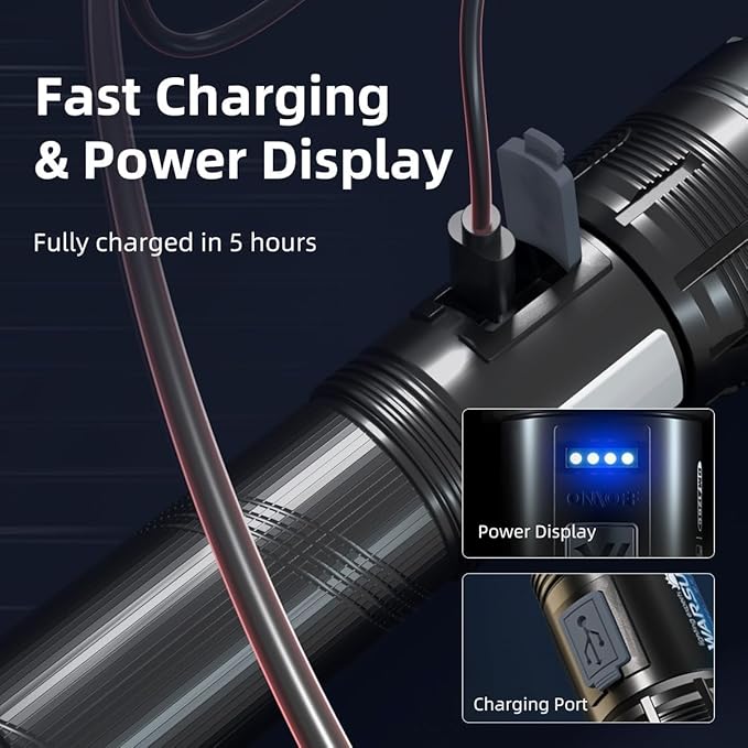 WARSUN Rechargebale Flashlight High Lumens 1000LM, Zoomable Flashlight with 6 Modes & COB Side Light ??for Camping, Emergencies, and Outdoor Adventures