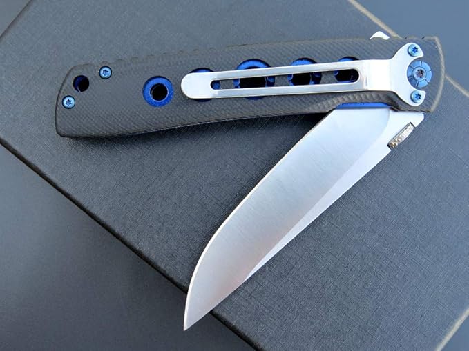 Eafengrow EF27 Folding knife, D2 Steel Blade Everyday Carry, Flipper Open, Liner Lock, G10 Handle Pocket Knifes with Clip for Camping Hiking(Black)