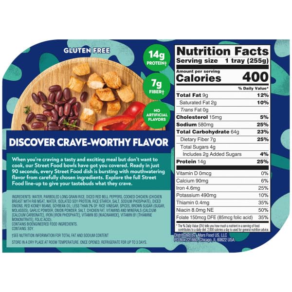 BEN'S ORIGINAL Street Food Jamaican Jerk Style Beans & Rice with Chicken, Prepared Entrée, Microwave in 90 Seconds, 9 oz (Pack of 6)