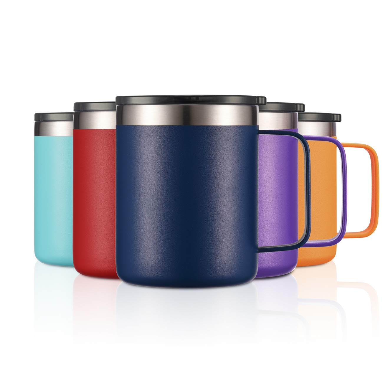 ALOUFEA 12 oz Insulated Travel Coffee Mug with Handle, Navy