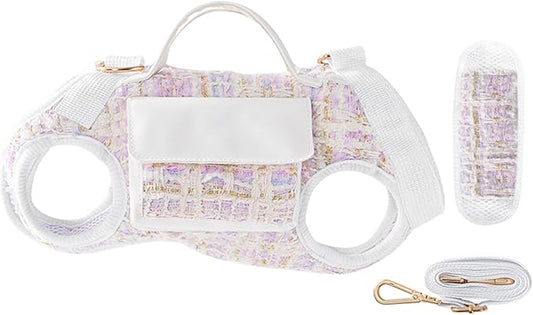 4 in 1 Convertible Dog Lift Harness Backpack, Portable Pet Carrier for Dogs&Cats, Horizontal Design Dog Carrier with Adjustable Back Straps, Dog Harness and Leash Set - Purple Medium