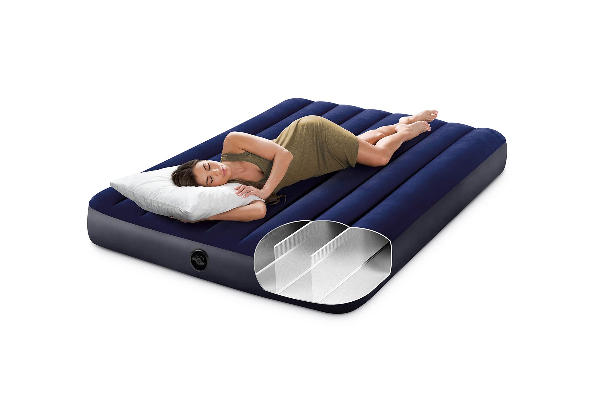 Intex 64758E Dura-Beam Standard Downy Air Mattress: Fiber-Tech, Full Size, 10in Bed Height, 600lb