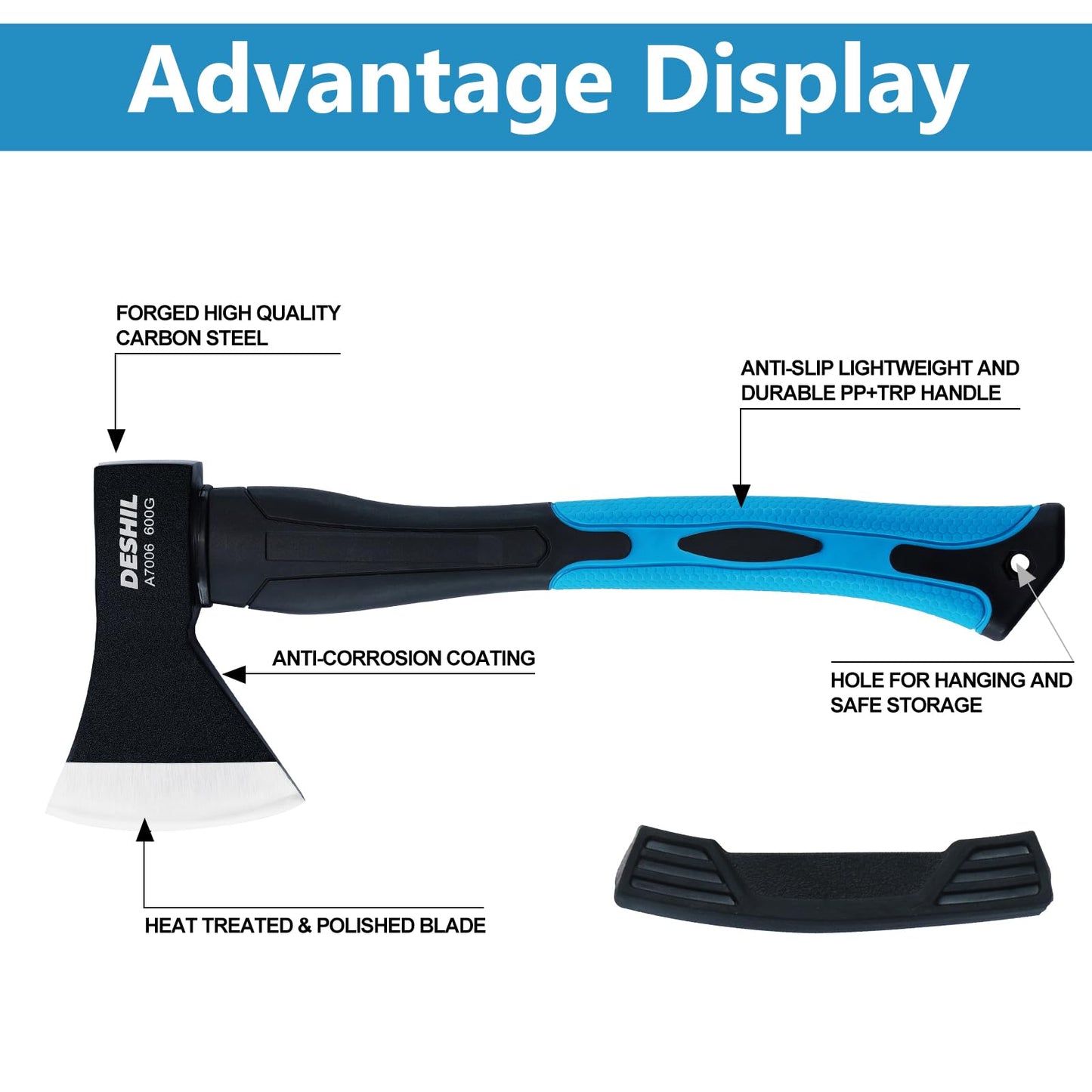 DESHIL 15 inch Chopping Hatchet Axe for Camping Splitting & Kindling