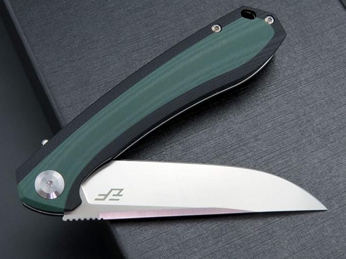 Eafengrow EF947 EDC D2 Folding Knife, G10 Handle Ball Bearing Folder with Locking Liner EDC Flipper Knife with Pocket Camping Tactical Hiking Survival Outdoor tool(GREEN)