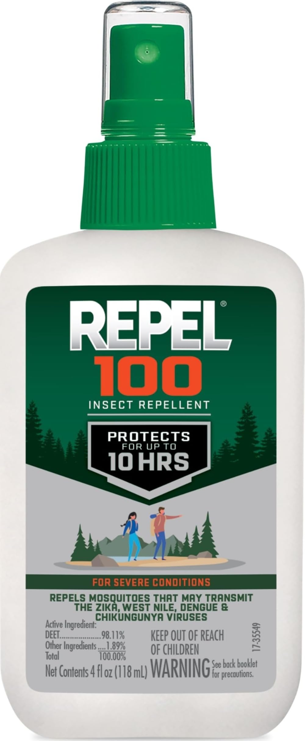 Repel 100 Insect Repellent, 4 Ounces, With DEET, 10-Hour Protection Long-Lasting Insect Repellent