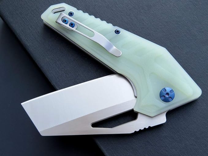 Eafengrow EF933 Pocket Folding Knife EDC D2 Steel Blade Knives G10 Handle Pocket Clip EDC Knife Emergency Outdoor Camping Tools (jade)