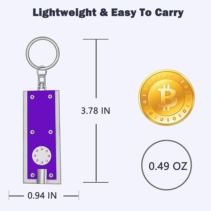 UV Keychain Flashlight, Compact Tiny Led Keychain Flashlight Set - 395nm Mini Black Lights for Currency, Scorpion Detection, Portable Illumination with Batteries (8 PCS)