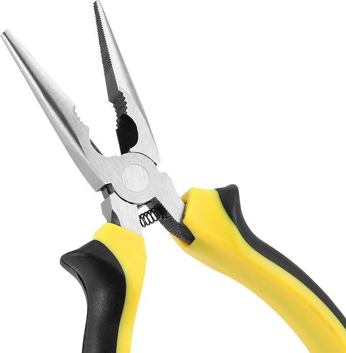 SINJEUN 15 Pack 6 Inch Needle Nose Pliers, Long Needle Nose Pliers with Wire Cutter, Insulated Handle Side Cutting Long Nose Pliers for Cutting and Bending Wire