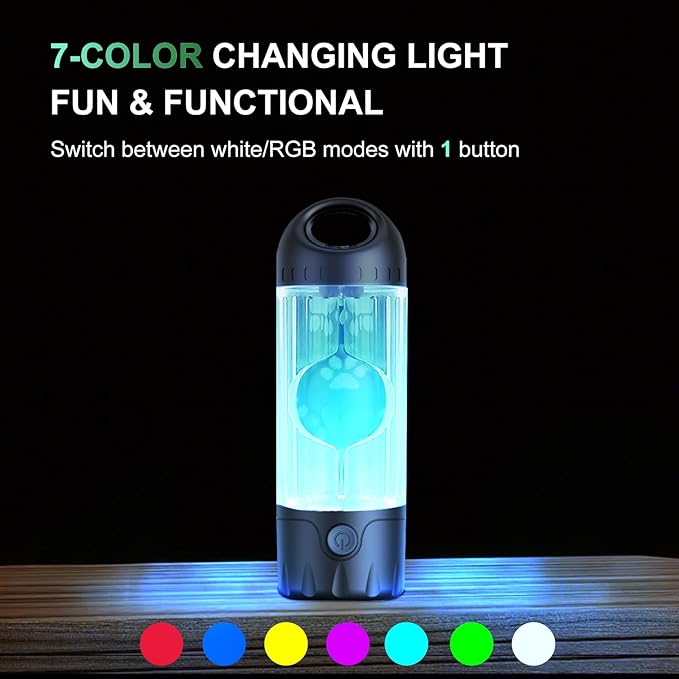 3-in-1 Dog Poop Bag Holder with Flashlight 7-Color, USB-C Rechargeable doggie bag holder for leash, IPX6 Waterproof Anti-Slip Clip Pet Waste Bag Dispenser for Walking (30 Bags Included)