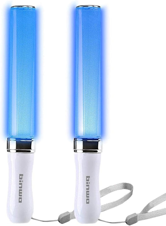 BINWO Reusable LED Glow Stick with 15 Multicolor(1pcs), Equipped with 3 x AAA Batteries Powered LED Stick, Concert Glowstick, Raves (15+ Years Old)