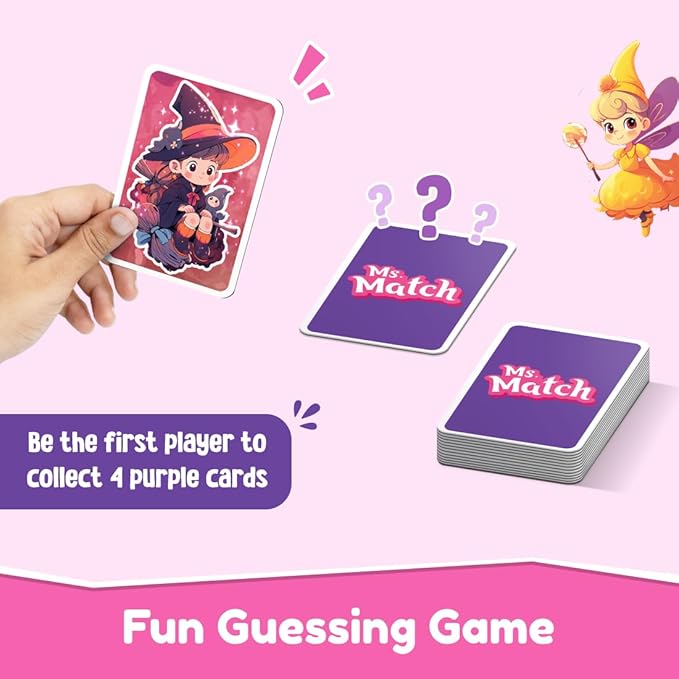 Bloomingo Card Game - Ms Match: Engaging Strategic Memory Card Game for Kids; Boosts Memory Skills; Great Card Game for Family Gatherings & Travel; Birthday Gift for Boys & Girls Ages 3, 4, 5 Blue