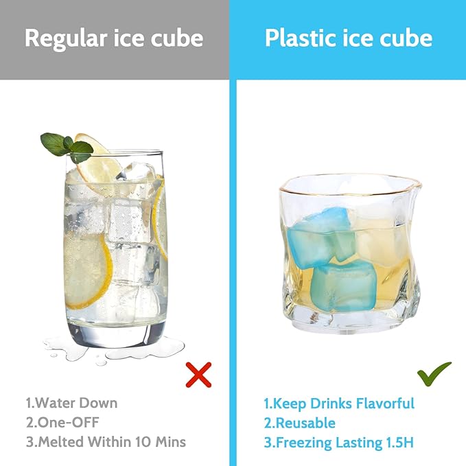 360 Pack Reusable Ice Cubes Refreezable Plastic Ice Cubes Without Diluting Large Pack Ice Cube Frozen BPA Free for Bars Party Ice Bath Camping Fishing