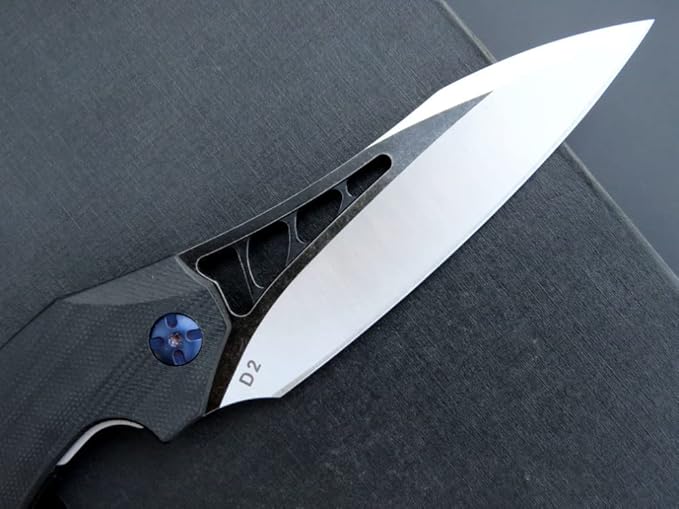 Eafengrow EF226 Folding Knives D2 Steel Blade and G10 Handle Knife Outdoor Camping Hiking EDC Tools (black)