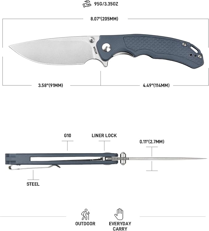 ARTISANCUTLERY Tradition V2 Pocket Knife, 3.58" S35VN Steel Blade with G10 Handle for Men Women(1702M Blue)