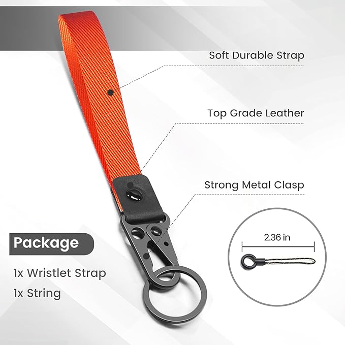 ABLAZE Wristlet Strap for Keys, Hand Wristlet Lanyard Durable Key Chain Lanyard for Men and Women (Orange)