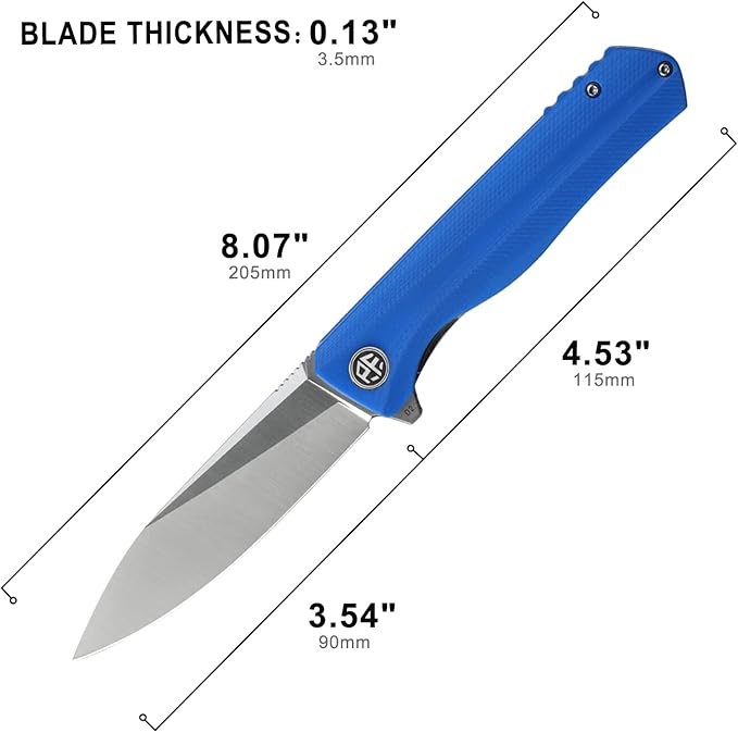 Petrified fish G10 handle D2 steel blade 2CR13 liner ball bearing flipper folding knife camping hunting EDC pocket tool PF818 (Blue, Satin)