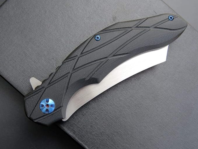 Eafengrow EF919 Folding Knife with Pocket Clip D2 Steel Blade G10 Handle Scales EDC Tool Outdoor Knives for Camping Fishing Hiking(Black)