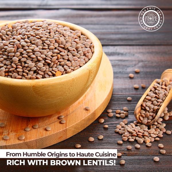 Pride Of India - PACK of 6 - Indian Whole Brown Crimson Masur Lentils - Protein & Fiber Rich Masoor Whole, 1.5 Pound Jar