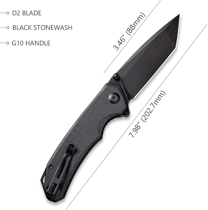 CIVIVI Brazen Folding Pocket Knife,3.5-Inch Tanto D2 Plain Blade,G-10 Outdoor Camping Hiking Knife with Thumb Studs and Flipper opener,Unique Tool Gift for EDC Men Women C2023C (Black)