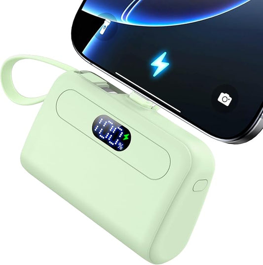12000mAh Power Bank Mini Portable Charger with Lightning and USB-C Ports LCD Display Battery Pack Compatible with iPhone and Android Smartphone