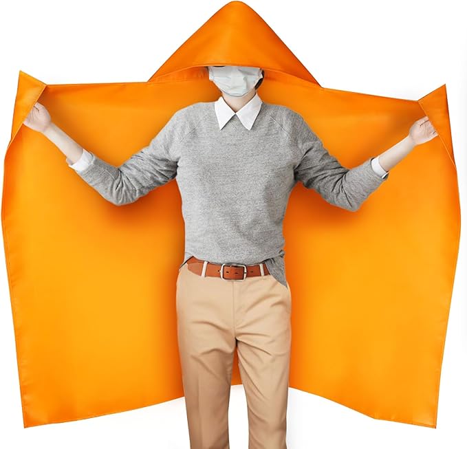 MDH Upgrade Fireproof Emergency Escape Cape -Fireproof Cloak Fiberglass & Silicone Coated Cloth - Flame Retardant Blanket for Household, Office Home- CE-Certified Fire Safety Gear (Adult: 71*67inches)