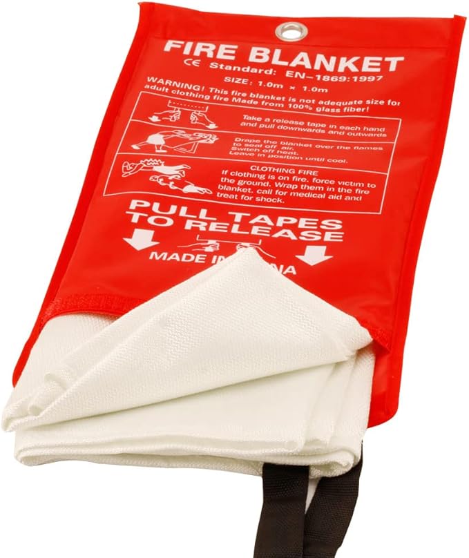 Aksipo Fire Blanket Fiberglass Fire Emergency Suppression Flame Retardant Blanket Emergency Survival Safety Cover for Kitchen Home House Car Office Warehouse, 2 Pack (39.3X 39.3 inch)