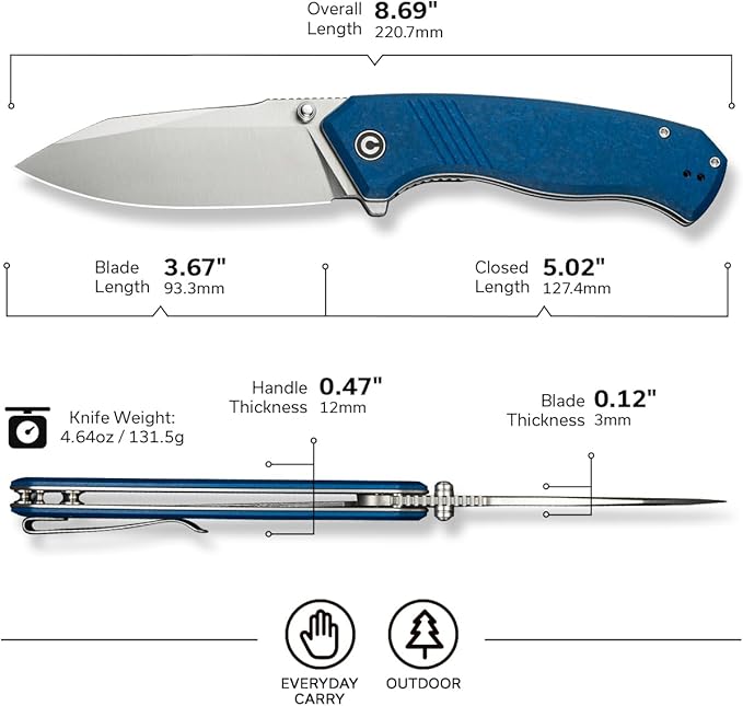 CIVIVI Placoid Pocket Knife for EDC, Folding Knife with 3.67" 14C28N Blade G-10 Handle For Men Women Gift C23079-2