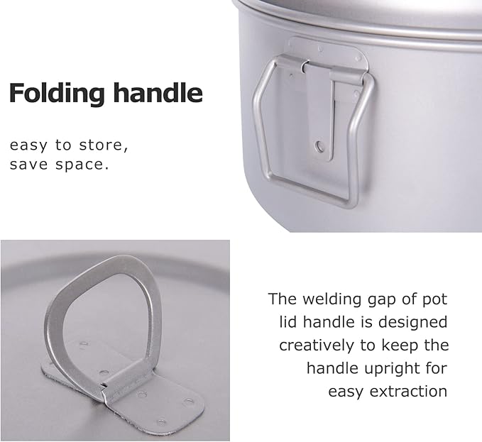 Boundless Voyage Titanium 4.5L Hanging Pot with Steaming Rack Folding Handle Outdoor Camping Cooking Stockpot Steamer Set