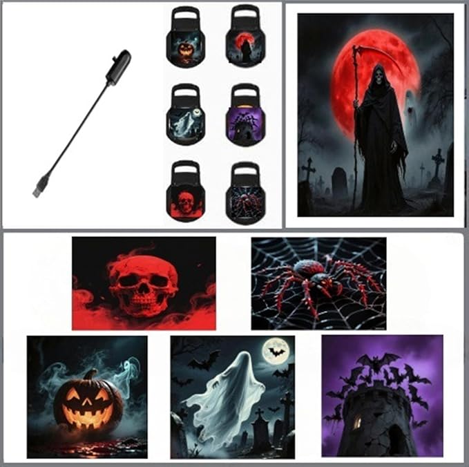 Halloween USB Projector Light - 6 Scenes Starry Sky Projector, Creative LED Night Light for Dark & Night Ambiance, Holiday Atmosphere Projection Lamp